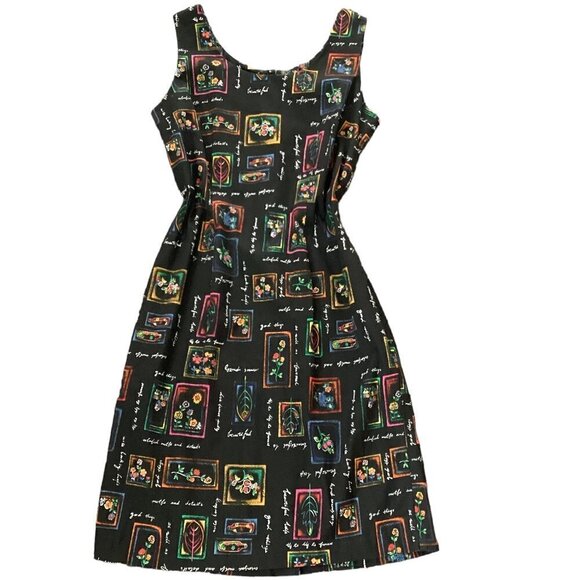 Betsy Lauren Dress Sleeveless Novelty Print Botanical Cotton Spandex Sz 10 #215E - Picture 1 of 9